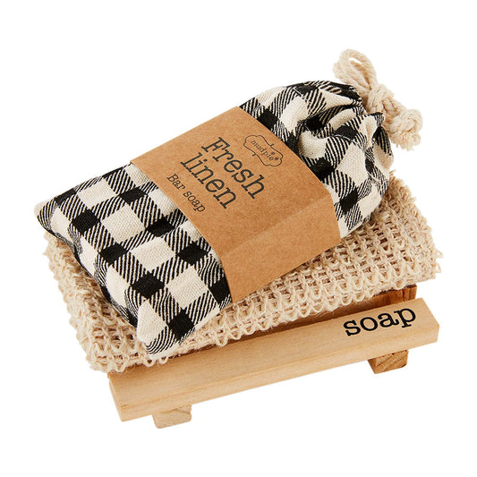 Buffalo Check Soap Dish and Cloth Set