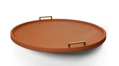 Tangerine Faux Leather and Gold Metal Handles