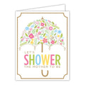 Let's Shower the Mother to Be Floral Umbrella Small Folded Greeting Card
