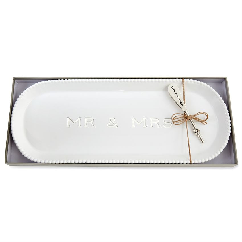 Mr Mrs Beaded Hostess Tray Set