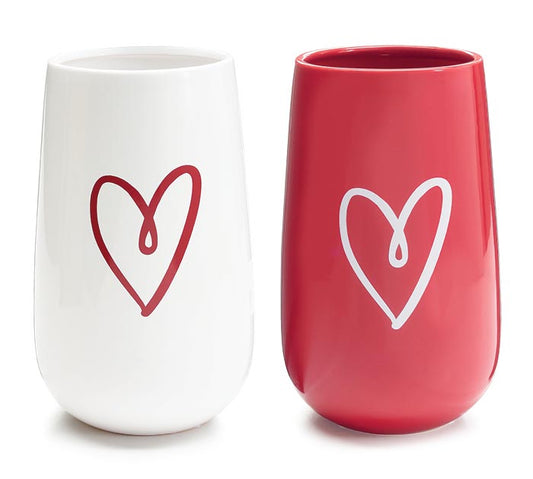 White Large Heart Vase