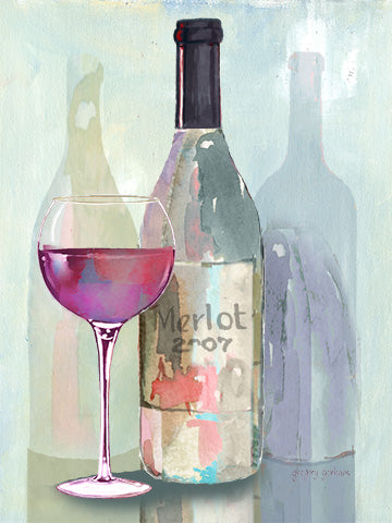 Wine Bottle and Glass 30x40