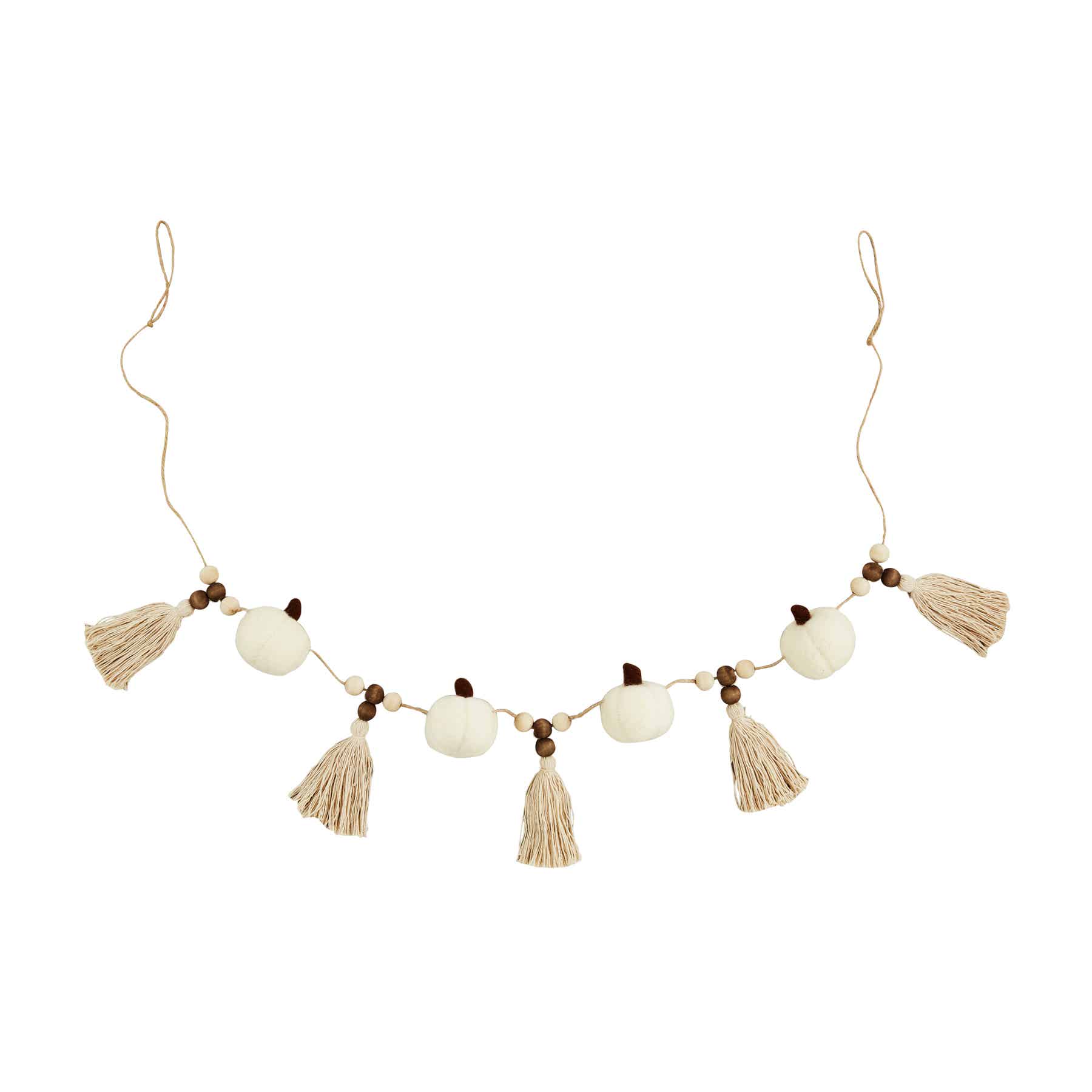 White Pumpkin Tassel Garland