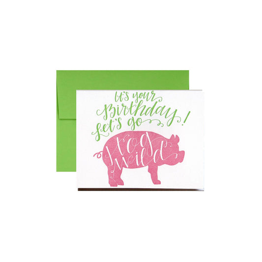 Hog Wild Letterpress Greeting Card