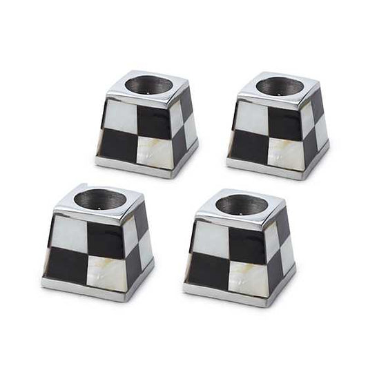 Pyramid Candle Holders - Black & White - Set of 4