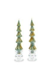 Tree Dinner Candles 8" Green Set of 2