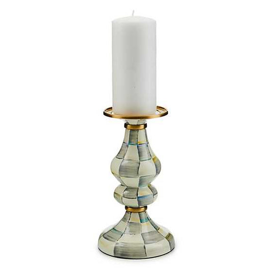 Sterling Check Medium Pillar Candlestick