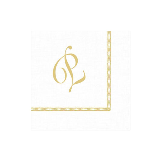 P Hemstitch Script Single Initial Paper Cocktail Napkins - 20 Per Package
