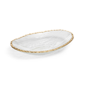 Clear Textured Bowl with Jagged Gold Rim Large