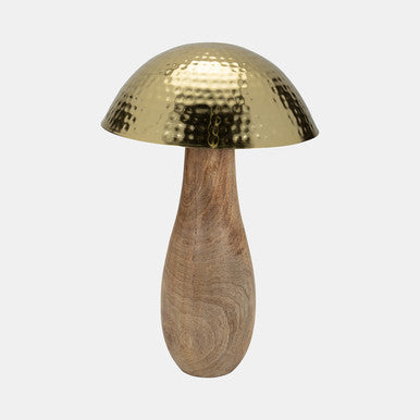 Mushroom 16" w/Wood Base, Gold