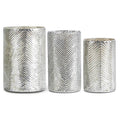 12 Inch Herringbone Embossed Silver Mercury Glass Vase