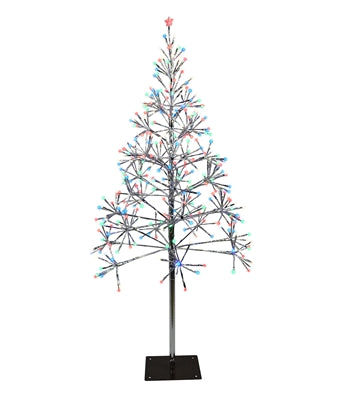 2.5' Shimmering Tree 180L Silver Tape, Star Topper