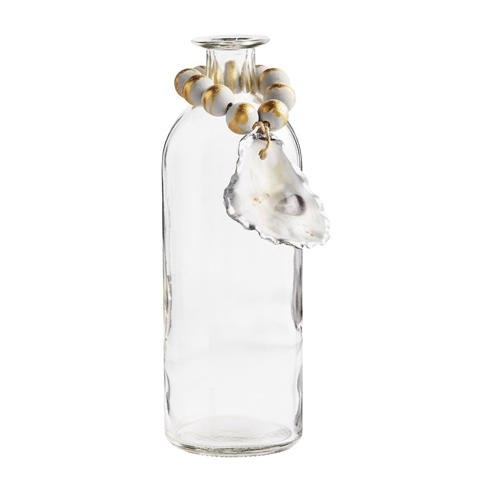 Silver and White Oyster Bead Vase