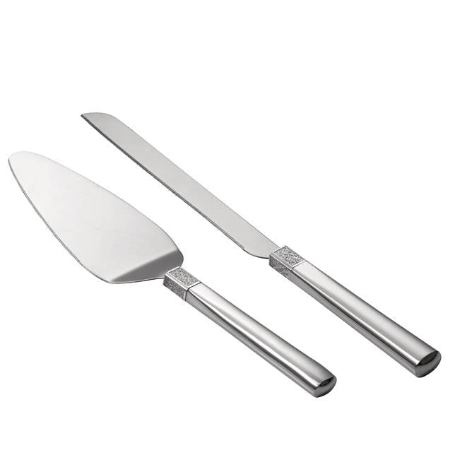 Lismore Diamond Silver Cake Knife & Server Set