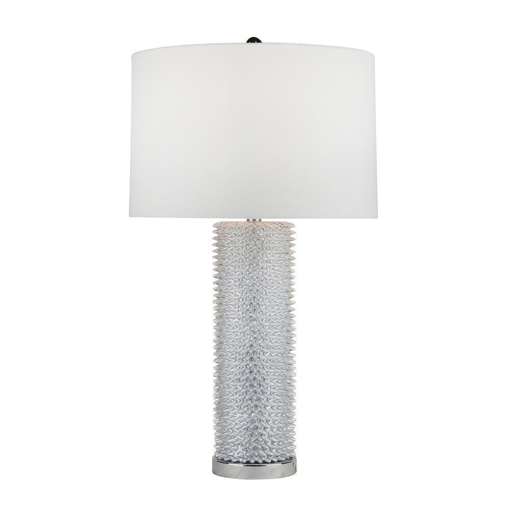 Spiked Table Lamp, Silver Resin 31"