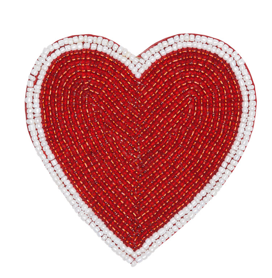 Beaded Heart Coaster, Set of 4