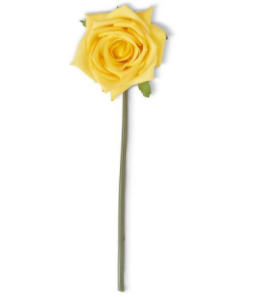 14 Inch Yellow Real Touch Full Bloom Rose Stem