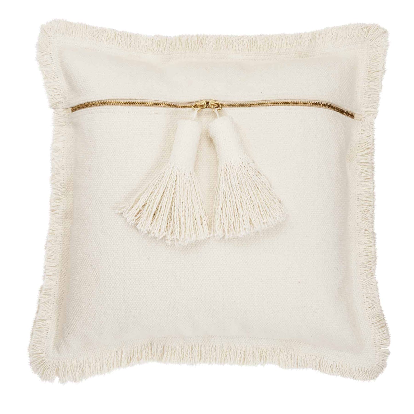 Natural Dhurrie Tassel Pillow