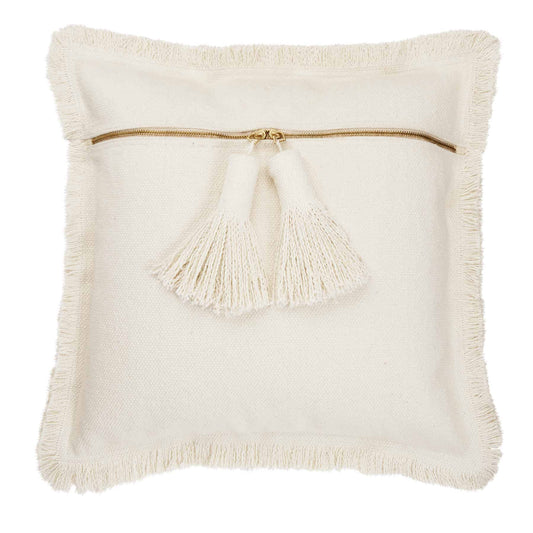 Natural Dhurrie Tassel Pillow