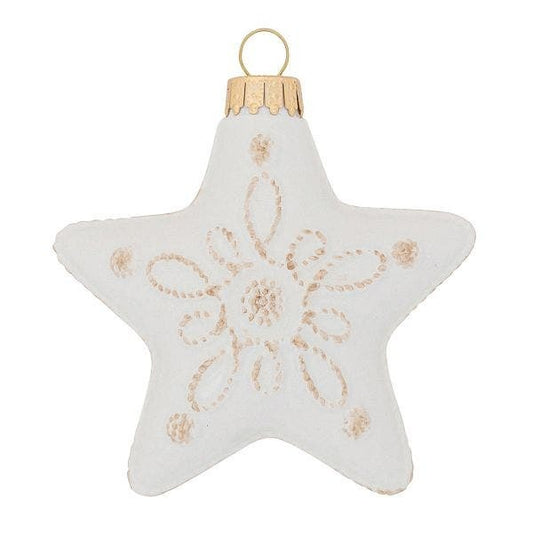 Ornament Ceramic Star Berry & Thread White