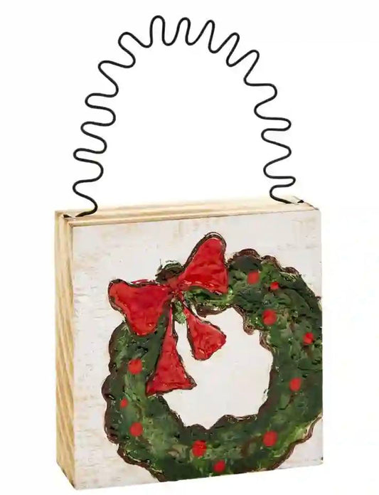 Wreath Block Ornament