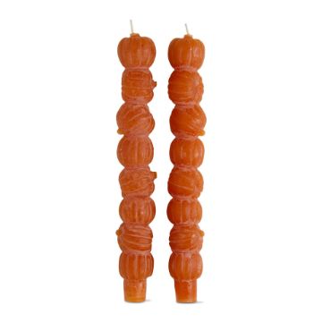 Rustic Pumpkin Stack Taper Candles - Set of 2