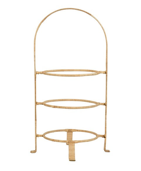 Provence Rattan Three Tiered Plate Server - Whitewash