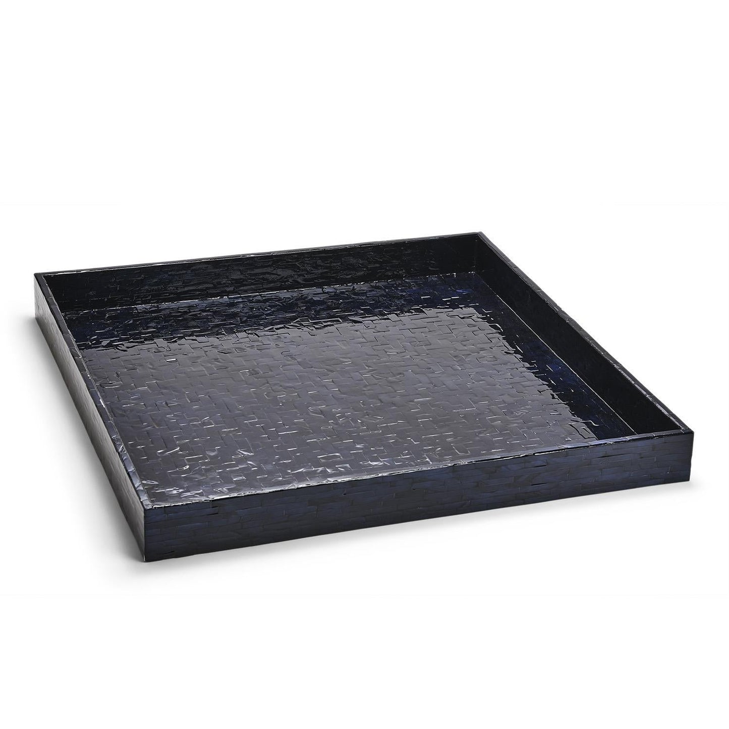 Midnight Blue Gallery Tray with Herringbone Pattern