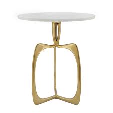 Metal 20" Marble Table w/ Gold