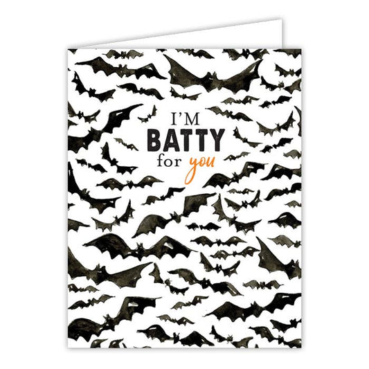 I'm Batty For You Handpainted Bat Pattern Greeting Card
