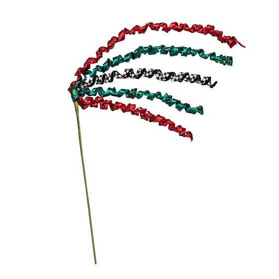 Red & Green Curly Ribbon Pick