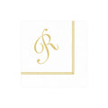 R Hemstitch Script Single Initial Paper Cocktail Napkins - 20 Per Package