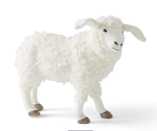 White Fluffy Standing Sheep 15 Inch
