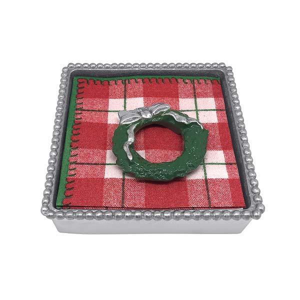 Green Wreath Beaded Napkin Box