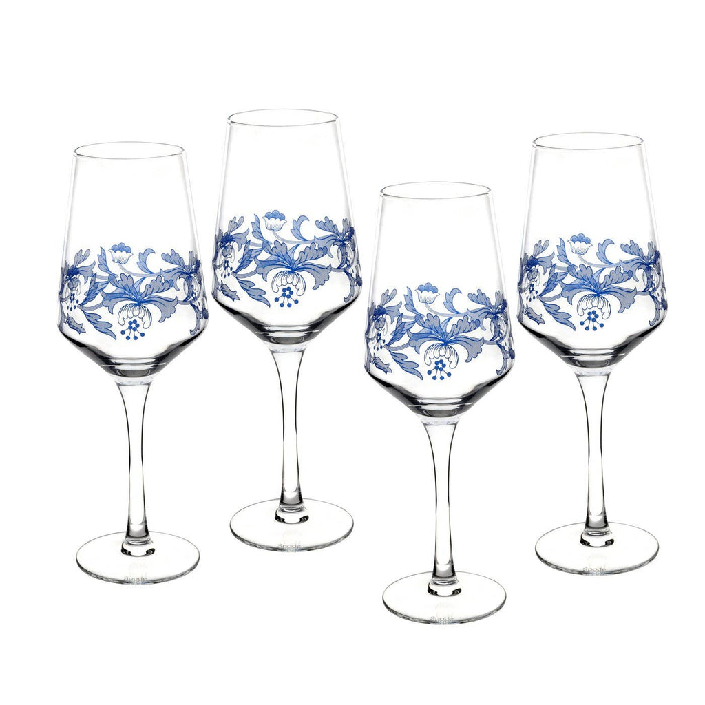 Spode Blue Italian Set of 4 Wine Glasses