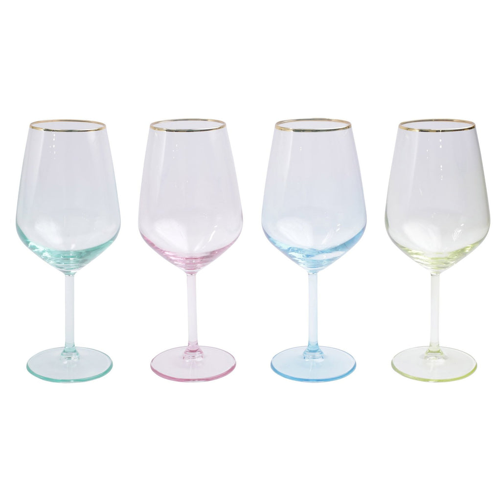 Rainbow Assorted Wine Glass Set 4
