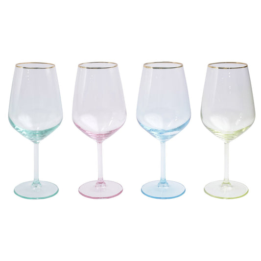 Rainbow Assorted Wine Glass Set 4