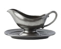 Pewter Stoneware Sauce Boat and Stand