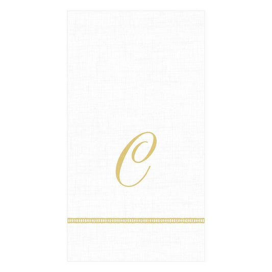 C Hemstitch Script Single Initial Paper Guest Towel Napkins, 15 Per Package