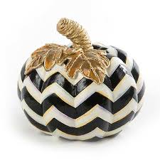 Black & White Chevron Pumpkin - Small