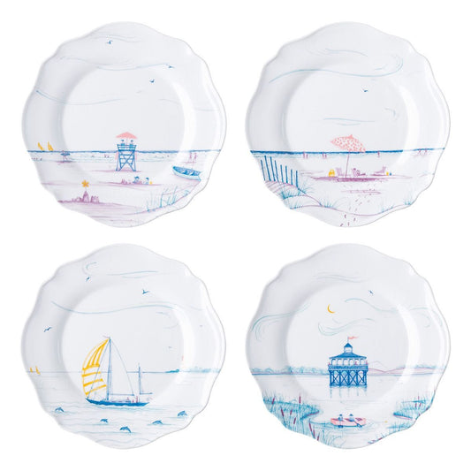 Country Estate Melamine Salad Plate Set/4- Seaside