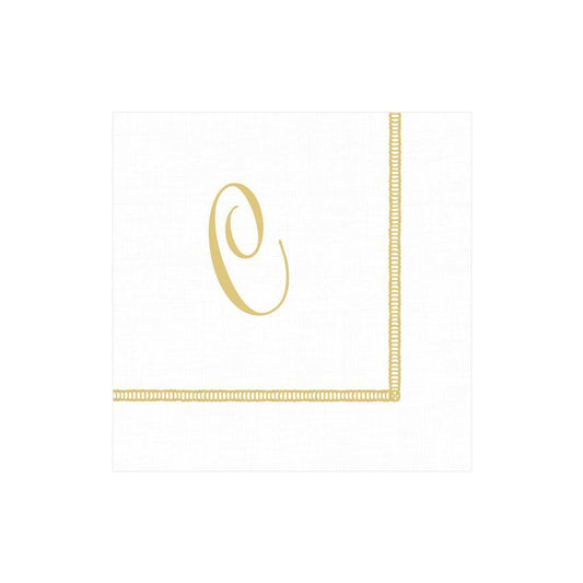 C Hemstitch Script Single Initial Paper Cocktail Napkins, 20 Per Package