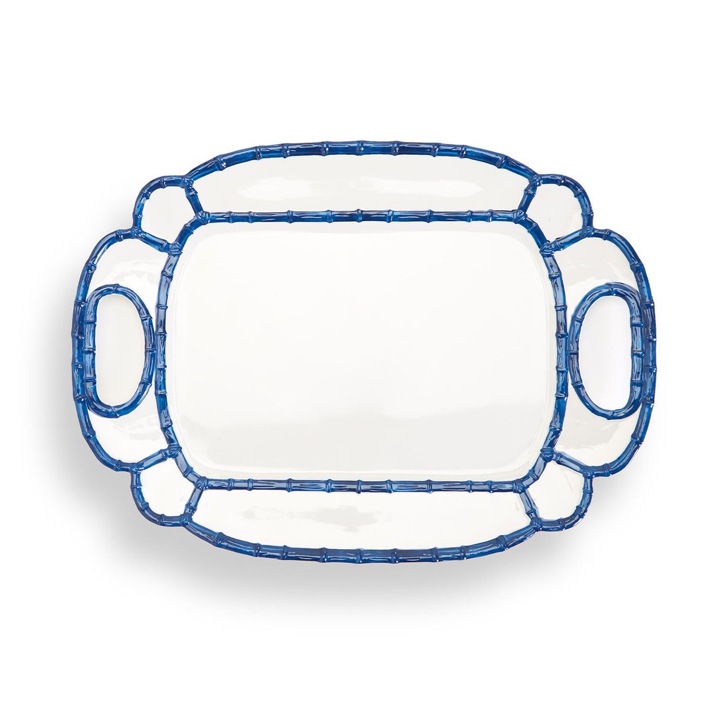 Blue Bamboo 14 1/2" x 20" Platter with Bamboo Rim Design