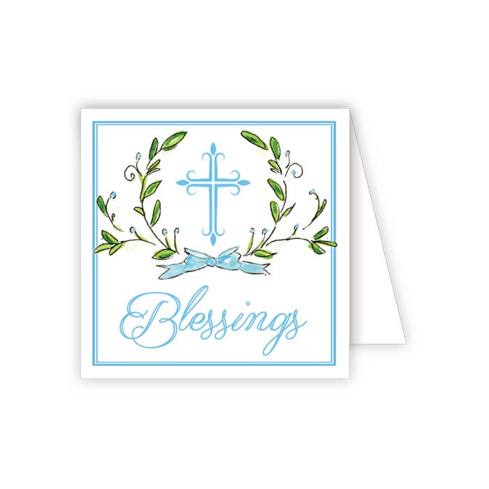 Blessings Blue Cross with Laurel Enclosure Card