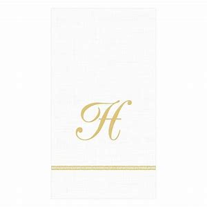 H Hemstitch Script Single Initial Paper Guest Towel Napkins - 15 Per Package