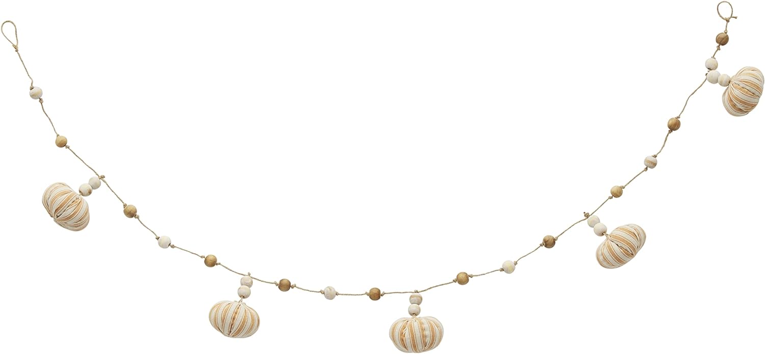 Ticking Stripe Beaded Pumpkin Garland