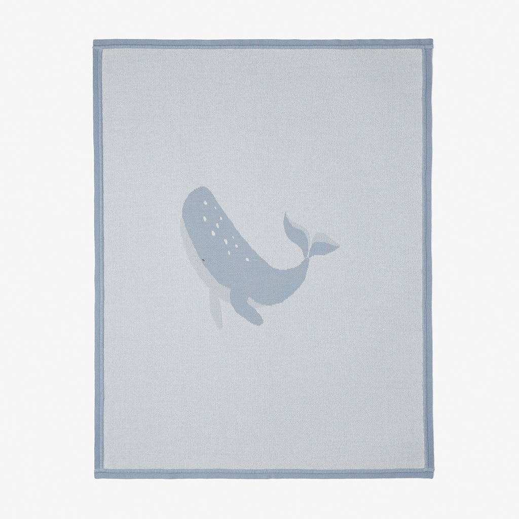 Whale Cotton Knit Baby Blanket