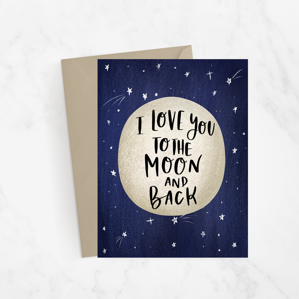 Love You To Moon Card
