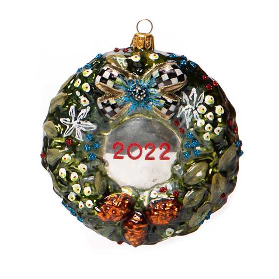 Glass Ornament - Farmhouse 2022 Wreath