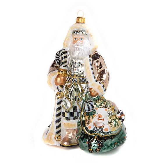 Glass Ornament - Farmhouse Santa with Toys